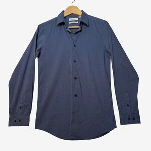 Calvin Klein | Men's 18 Blue Slim Fit Stretch Microdot Dress Shirt Long Sleeve